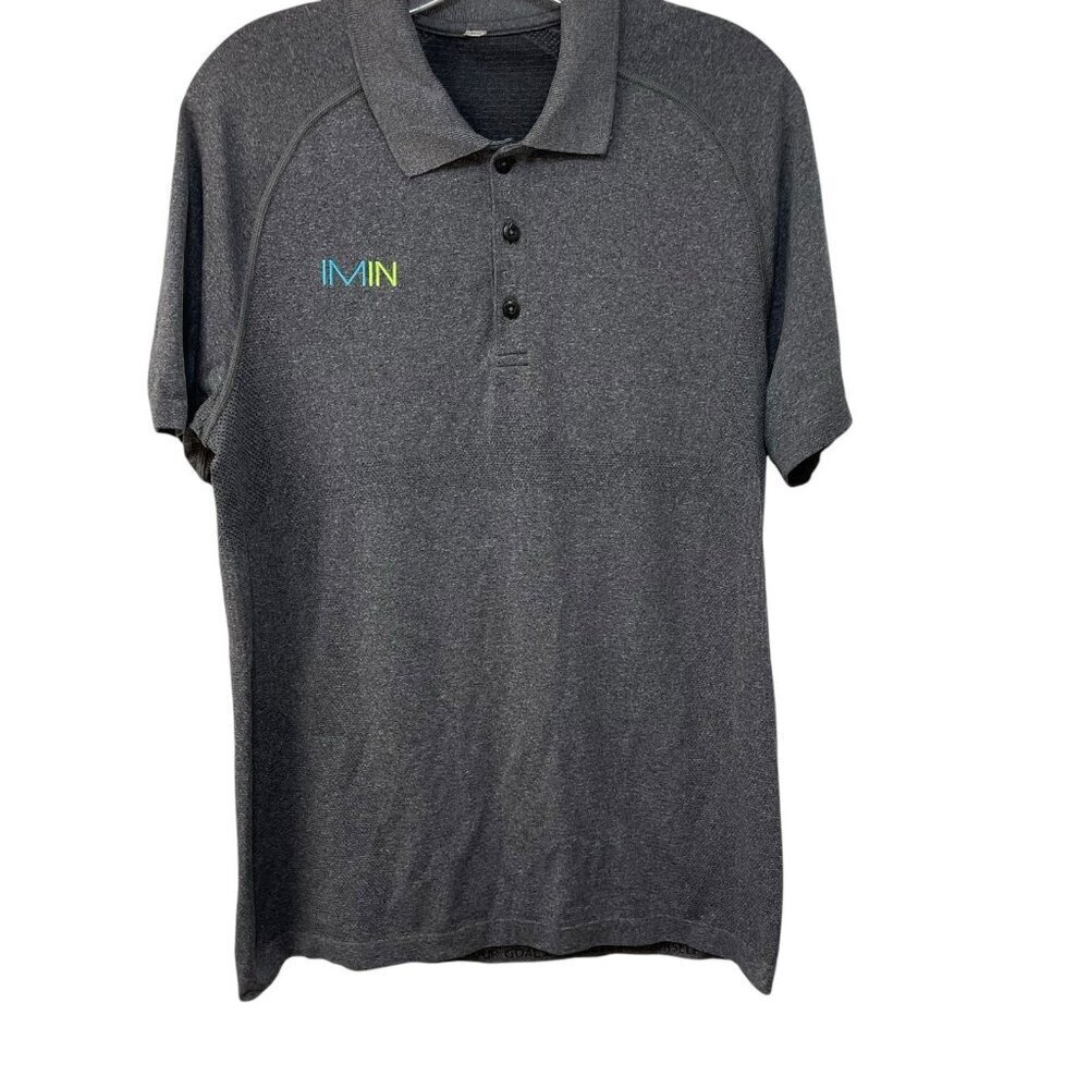 Lululemon Shirt Mens Medium Polo IMIN Embroidery Short Sleeve Pullover Gym